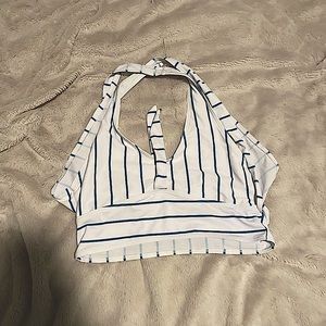 Blue and white strip swim suit top                                     Worn once